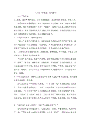 《只有一個地球》詞句解析