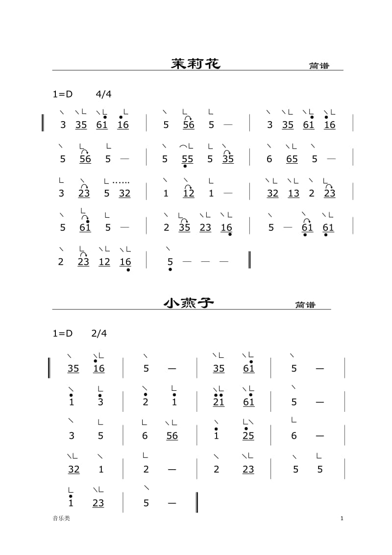[音乐]古筝入门初级简谱_第1页