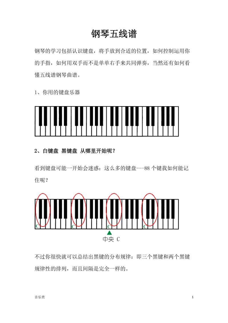 [音乐]三分钟学会看键盘,教你看懂钢琴五线谱_第1页