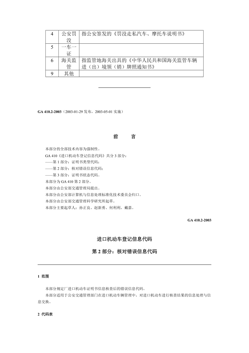 GA 410.1~410.3-2003进口机动车登记信息代码.doc_第2页