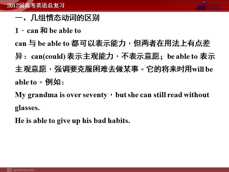 高考英语二轮复习课件：专题5　情态动词和虚拟语气_第2页