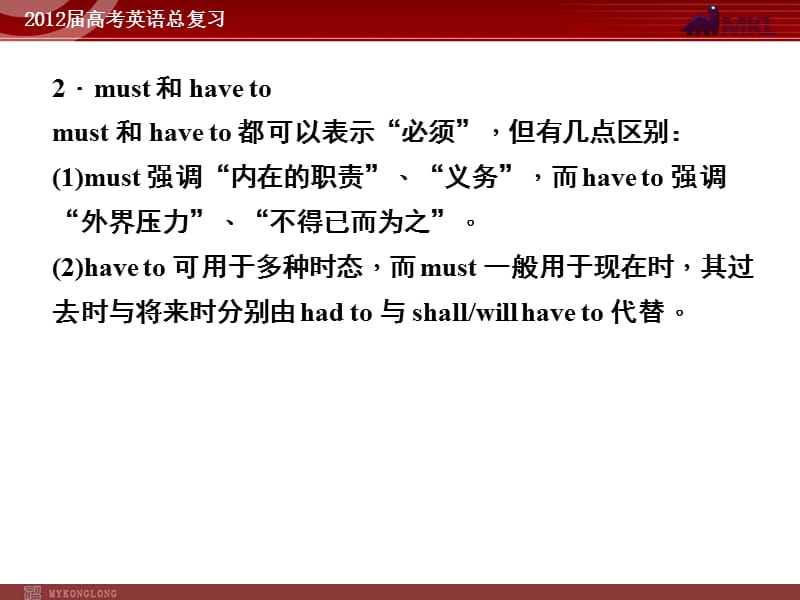 高考英语二轮复习课件：专题5　情态动词和虚拟语气_第3页