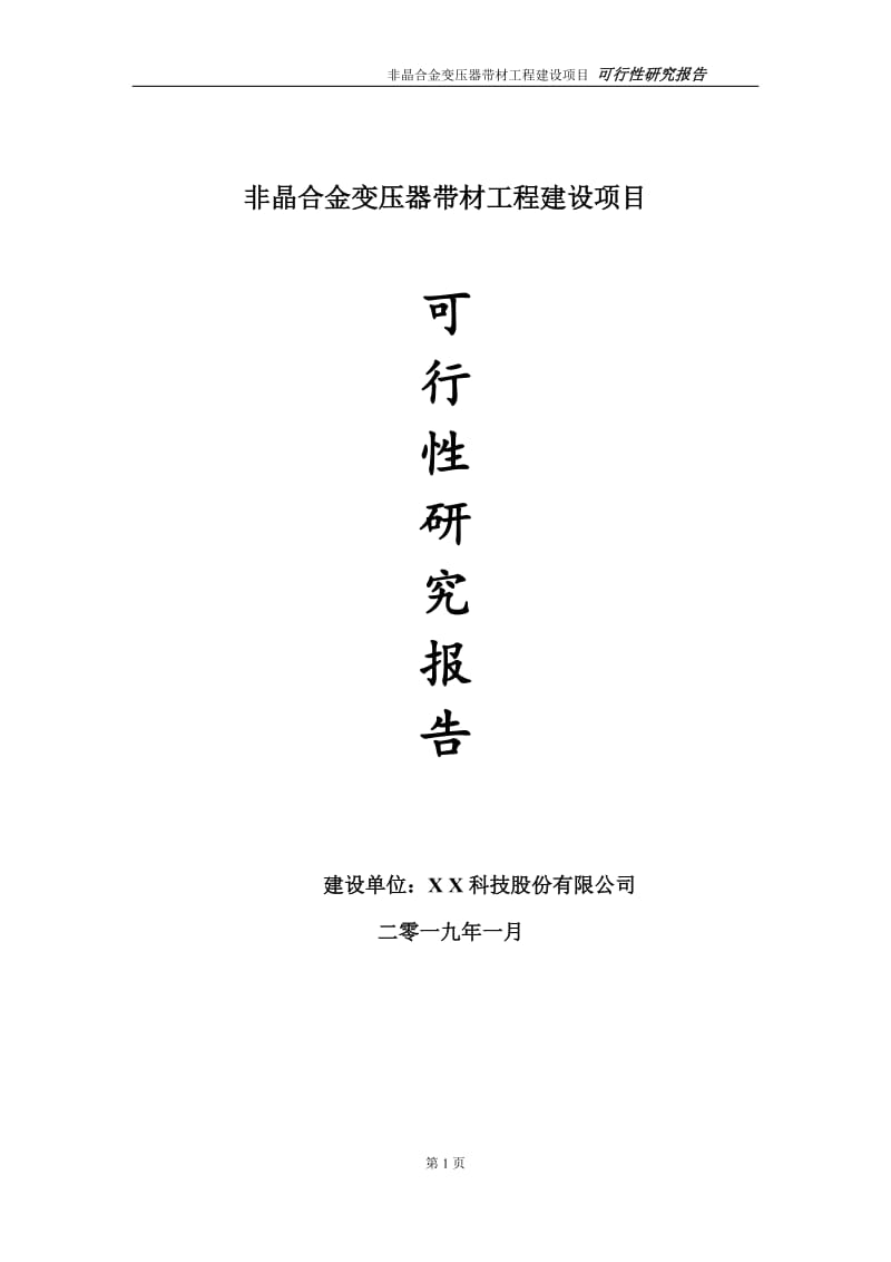 非晶合金变压器带材项目可行性研究报告（代申请报告）_第1页