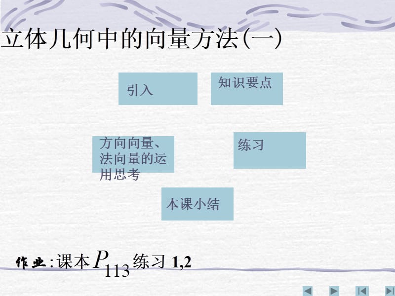 【数学】3.2《立体几何中的向量方法(一)》课件（新人教A版选修2-1）_第1页