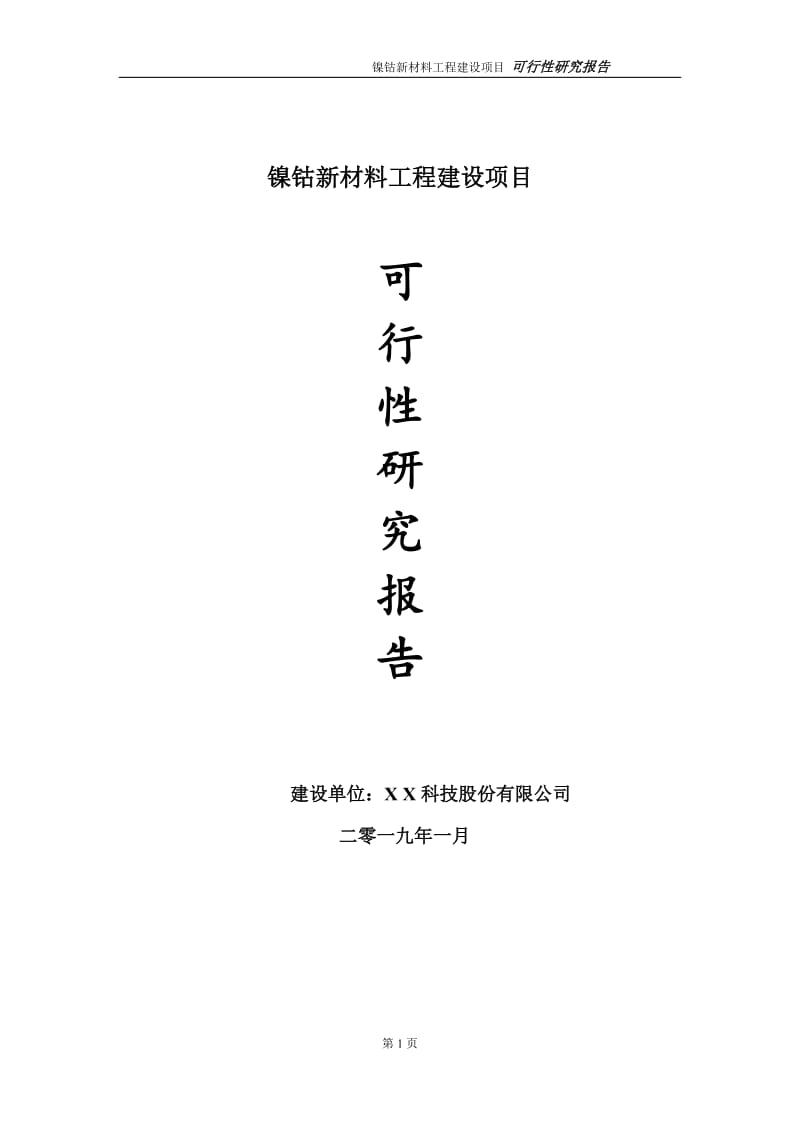 镍钴新材料项目可行性研究报告（建议书模板）(1)(1)_第1页