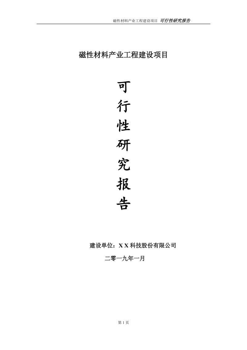 磁性材料产业项目可行性研究报告（建议书模板）(1)(1)_第1页