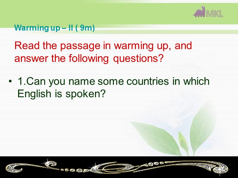 高一英语优质课件：Unit2 English around the world- Warming up and Reading I（新人教版必修1）_第3页