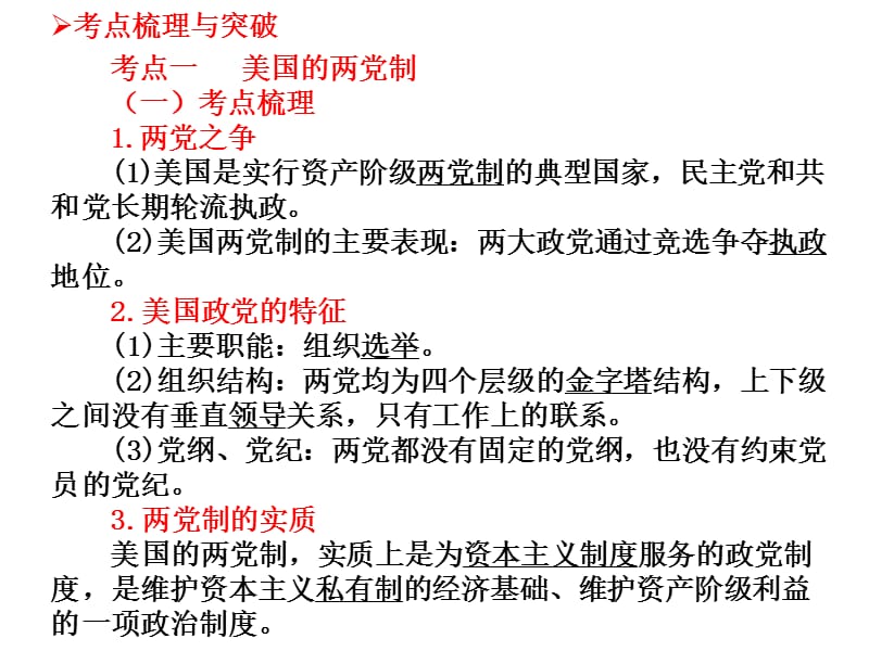 高中政治复习课件 选修3 专题3 联邦制、两党制、三权分立制：以美国为例_第2页