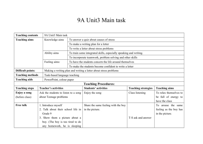 9A Unit3 Teeenage problem教学案_第1页