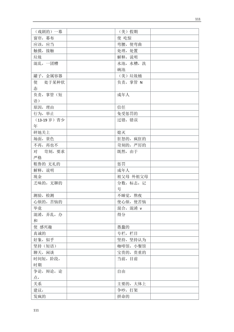 湖南省湘阴四中2011高二英语学案： 单词听写（新人教必修1）_第2页