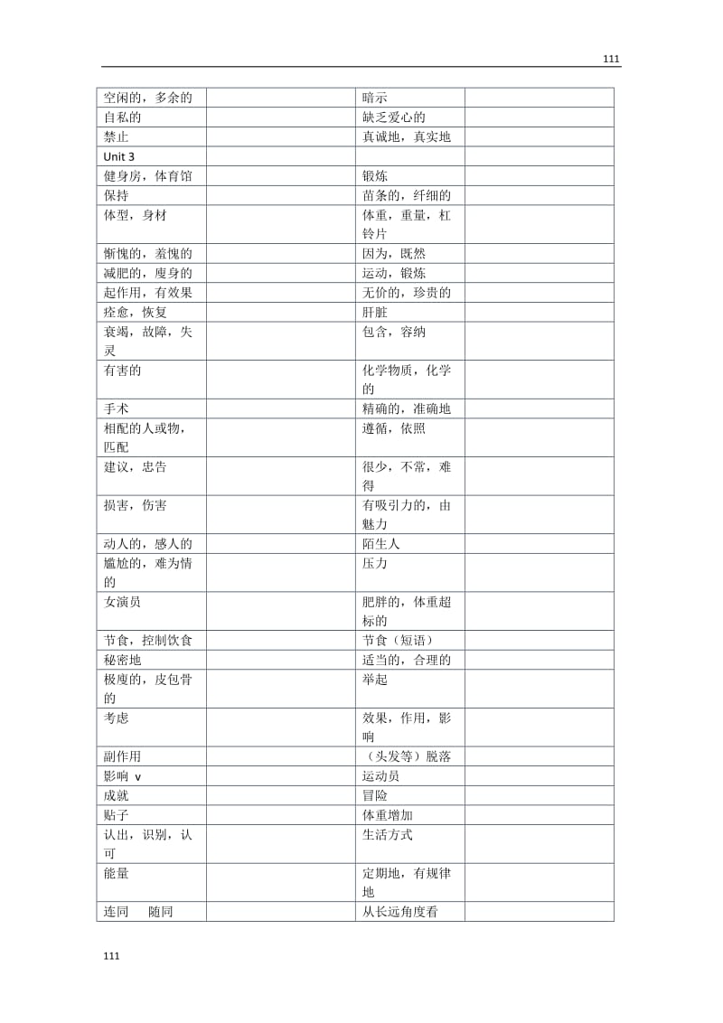 湖南省湘阴四中2011高二英语学案： 单词听写（新人教必修1）_第3页