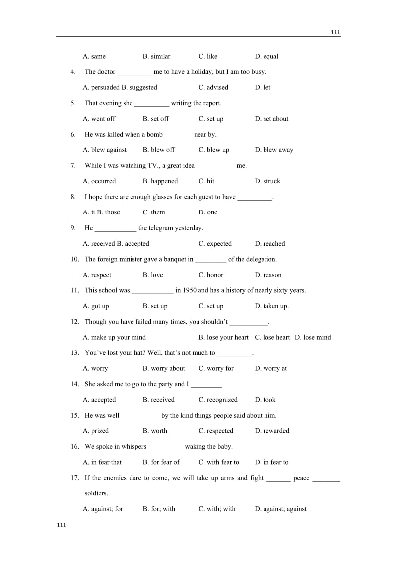 Unit5 《Nelson Mandela-a modern hero-vocabulary》同步练习35（新人教版必修1）_第2页