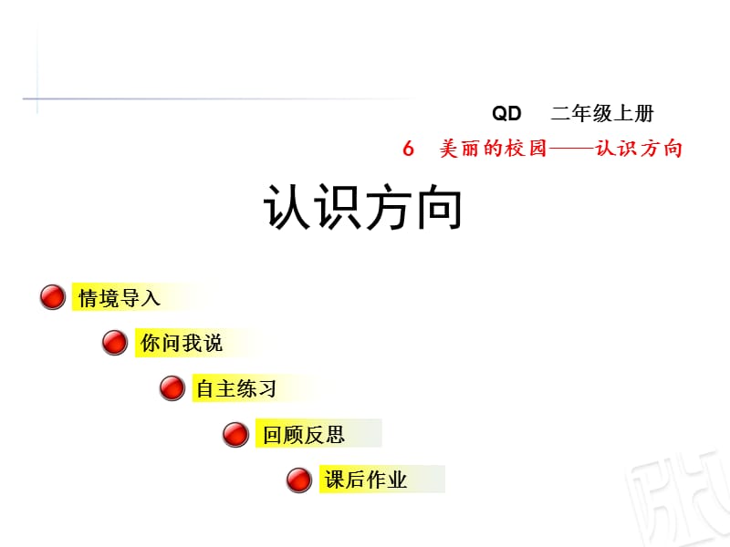 青岛版数学二年级上册第六单元信息窗《认识方向》ppt课件_第1页