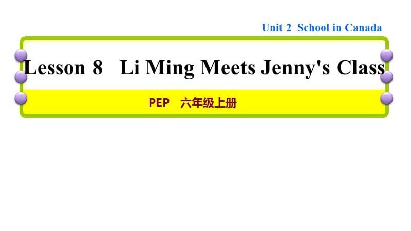 六年级上册英语习题课件-Unit 2 Lesson 8 Li Ming Meets Jenny's Class 冀教版(共18张PPT)_第1页