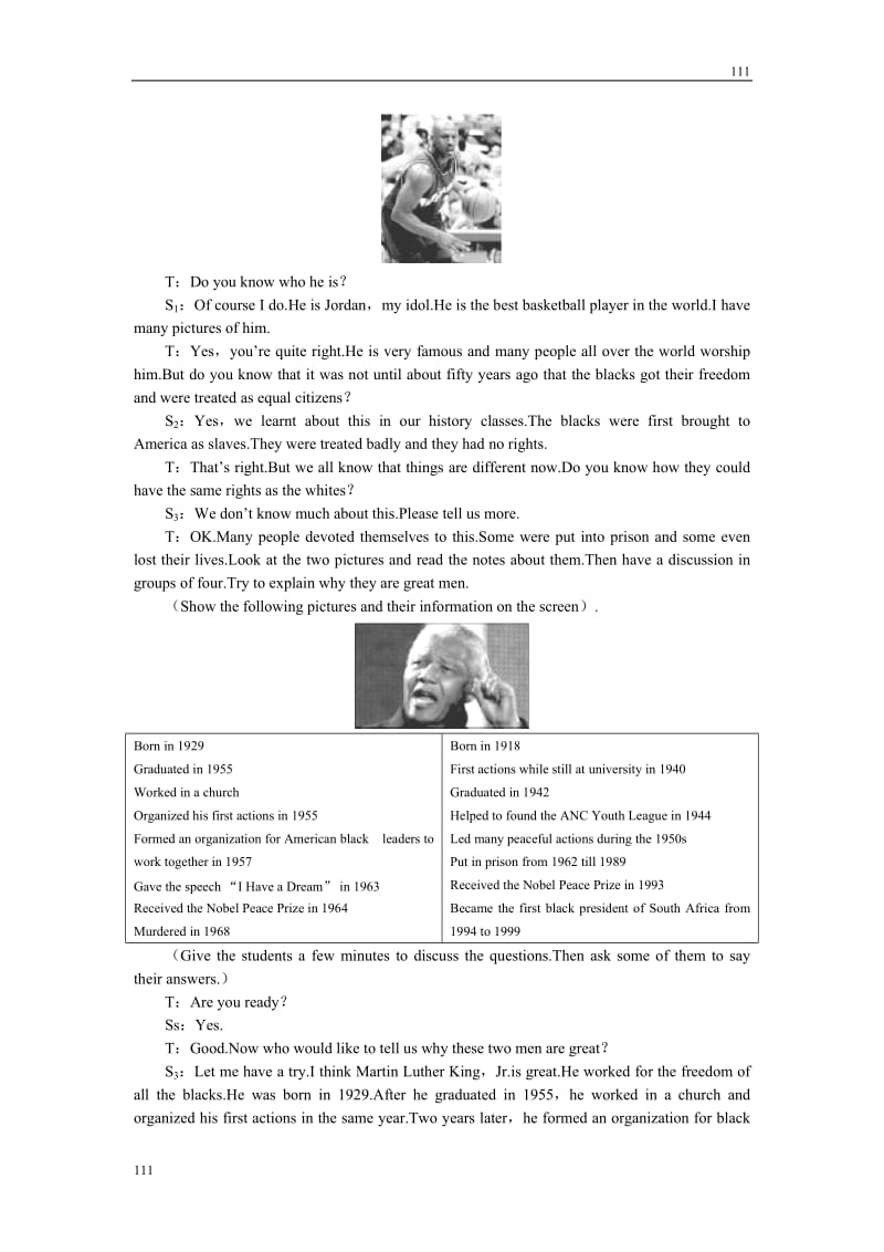 英语新课标（人教版）优秀教案 必修一Unit5《Nelson Mandela—a modern hero》the 1st period_第2页