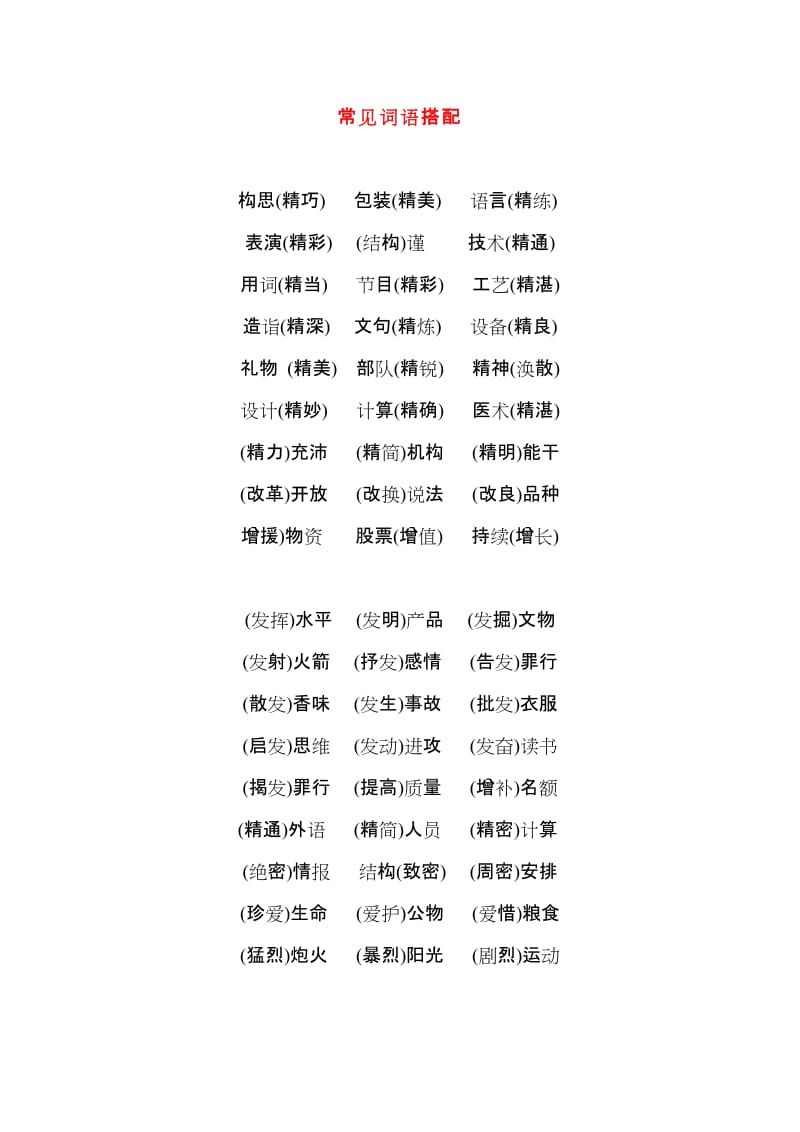 小学语文常见词语搭配汇总_第1页