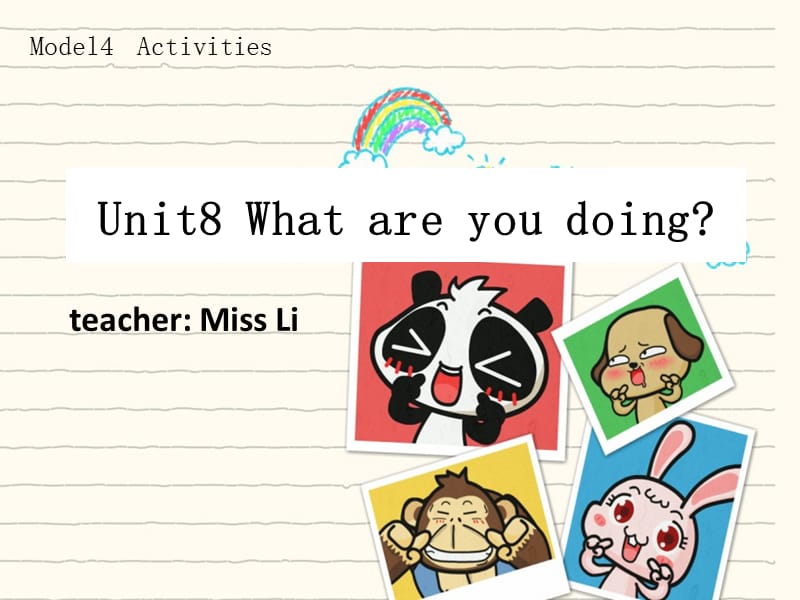 四年级下册英语课件-Module 4 ActivitiesUnit 8 What are you doing教科版（广州三起）(共13张PPT)_第1页