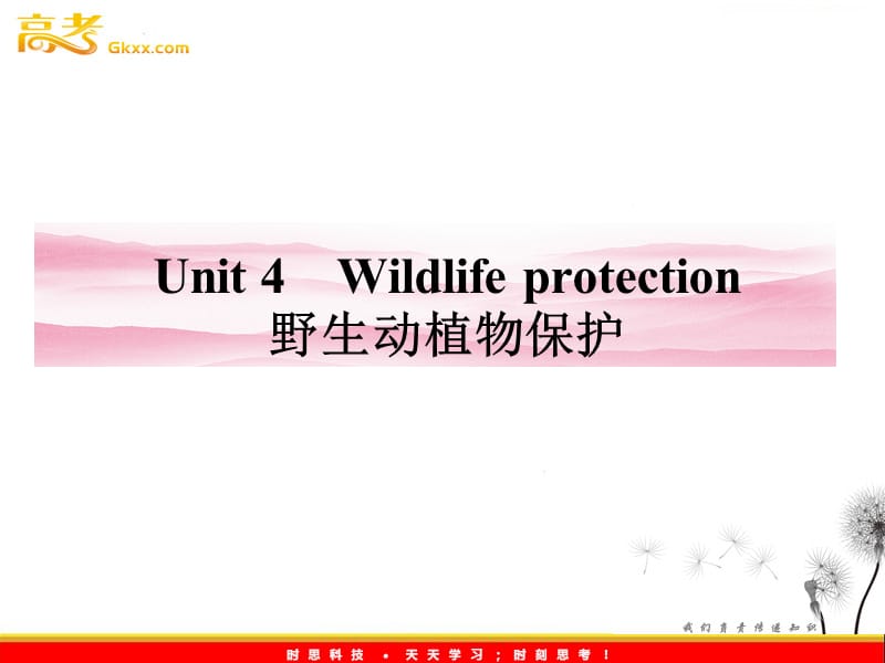 2012高一英语课件：4 Unit4《Wildlife protection》牵手课堂（人教·陕西专版必修2）_第1页