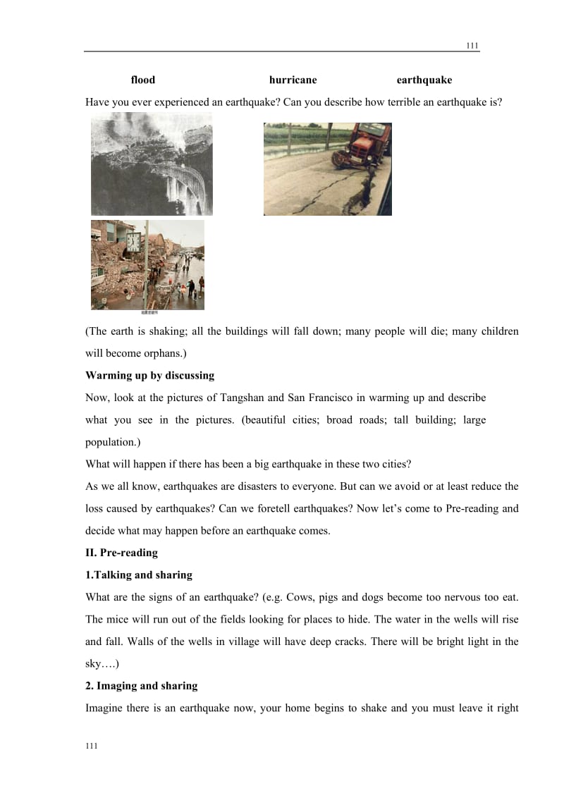 Unit 4《Earth quakes》introduction,reading and vocab教案13（人教版必修1）_第2页
