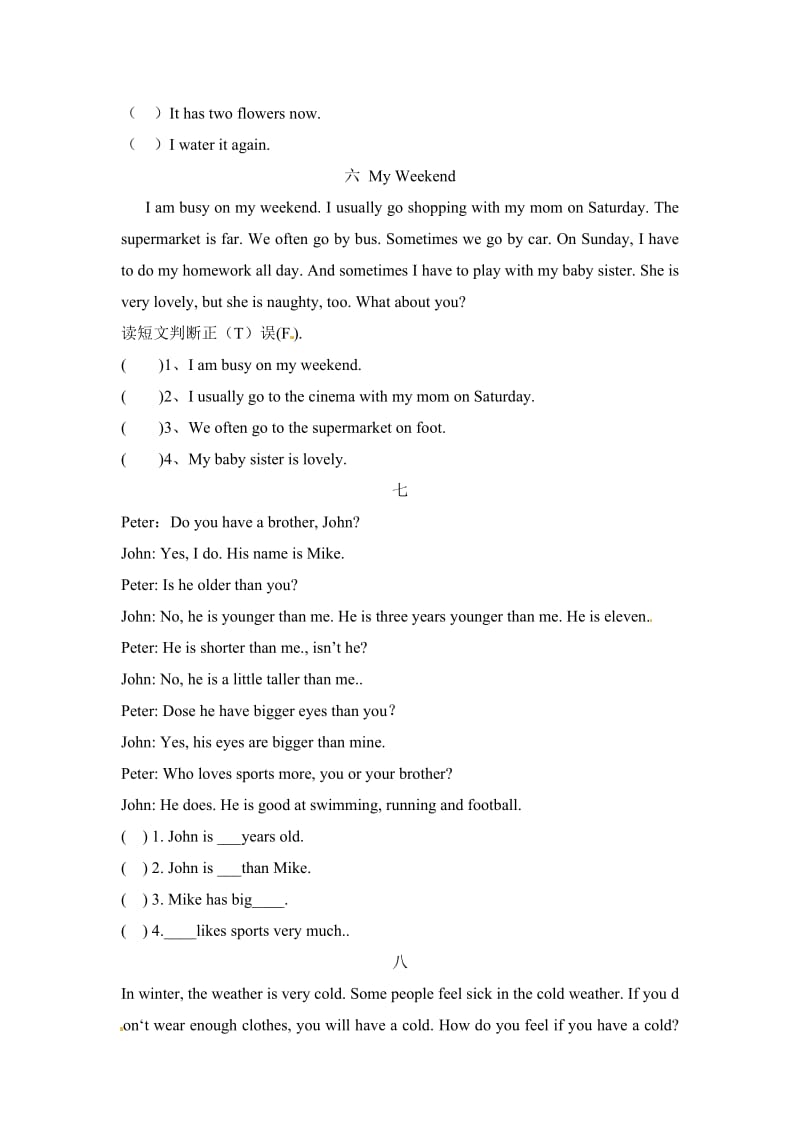六年级下册pep英语小升初英语专项训练-阅读理解1_第3页