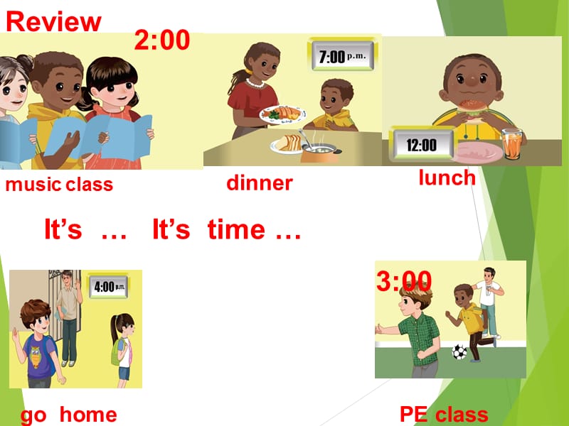 四年级下册英语课件-Unit2 What time is it Part B ｜ 人教（PEP)(2014秋）(共26张PPT)_第3页