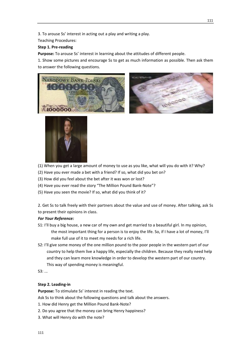 U3 The Million Pound Bank-Note-Reading教案（新人教版必修3）_第2页