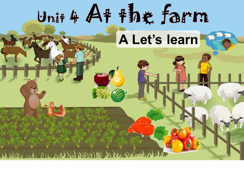 四年级下册英语课件-Unit 4 At the farm A Let's learn 人教PEP2014秋_第1页