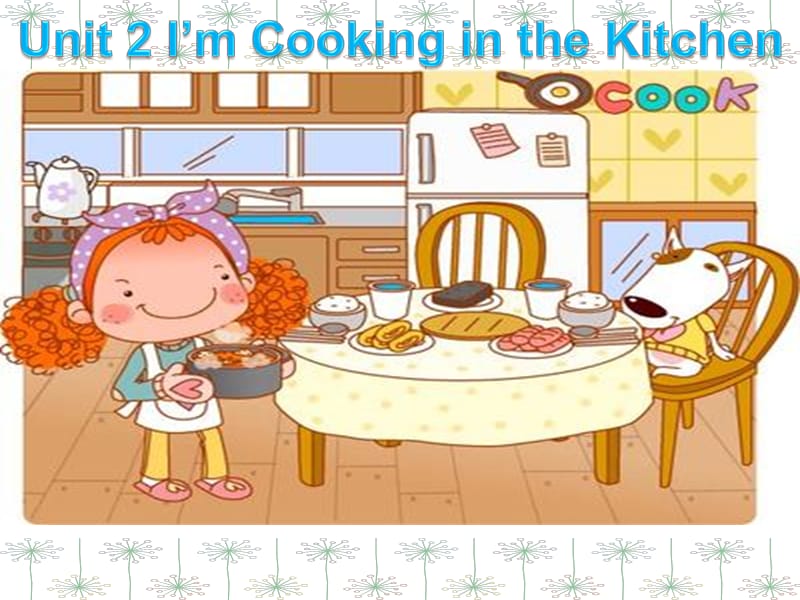 四年级下册英语课件-《Unit 2 I'm Cooking in the Kitchen》 (3) 陕旅版 (共11张PPT)_第1页