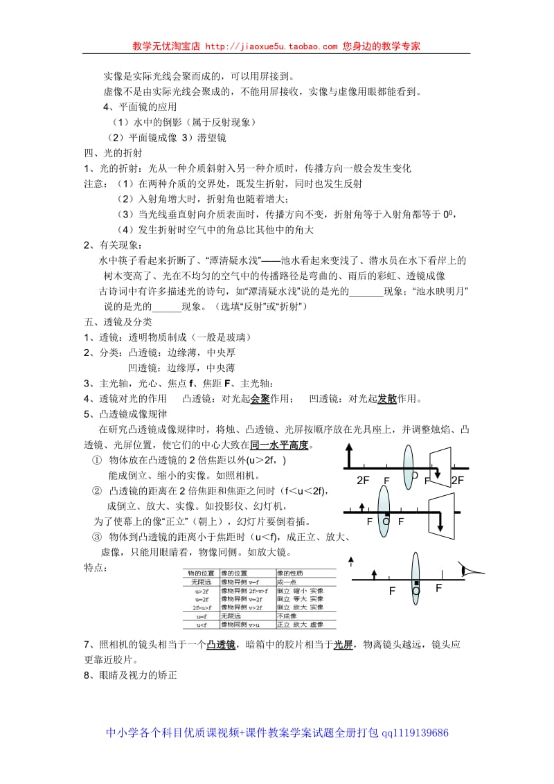 八年级物理第四章 多彩的光复习资料_第2页