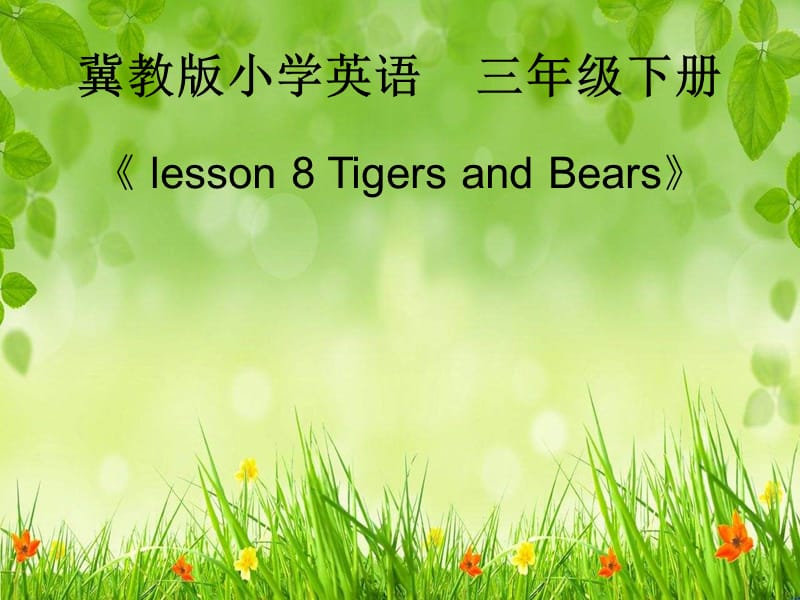 三年级下册英语课件- Unit 2 Lesson8 Tigers and Bears∣冀教版 (共43张PPT)_第1页