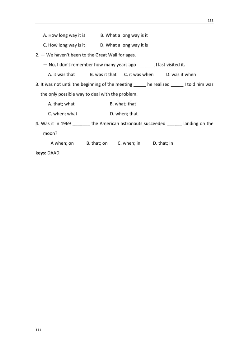 河北省邯郸四中高二英语人教版选修六《Unit 4 Global warming》试题 It 的常用句型及考点_第3页