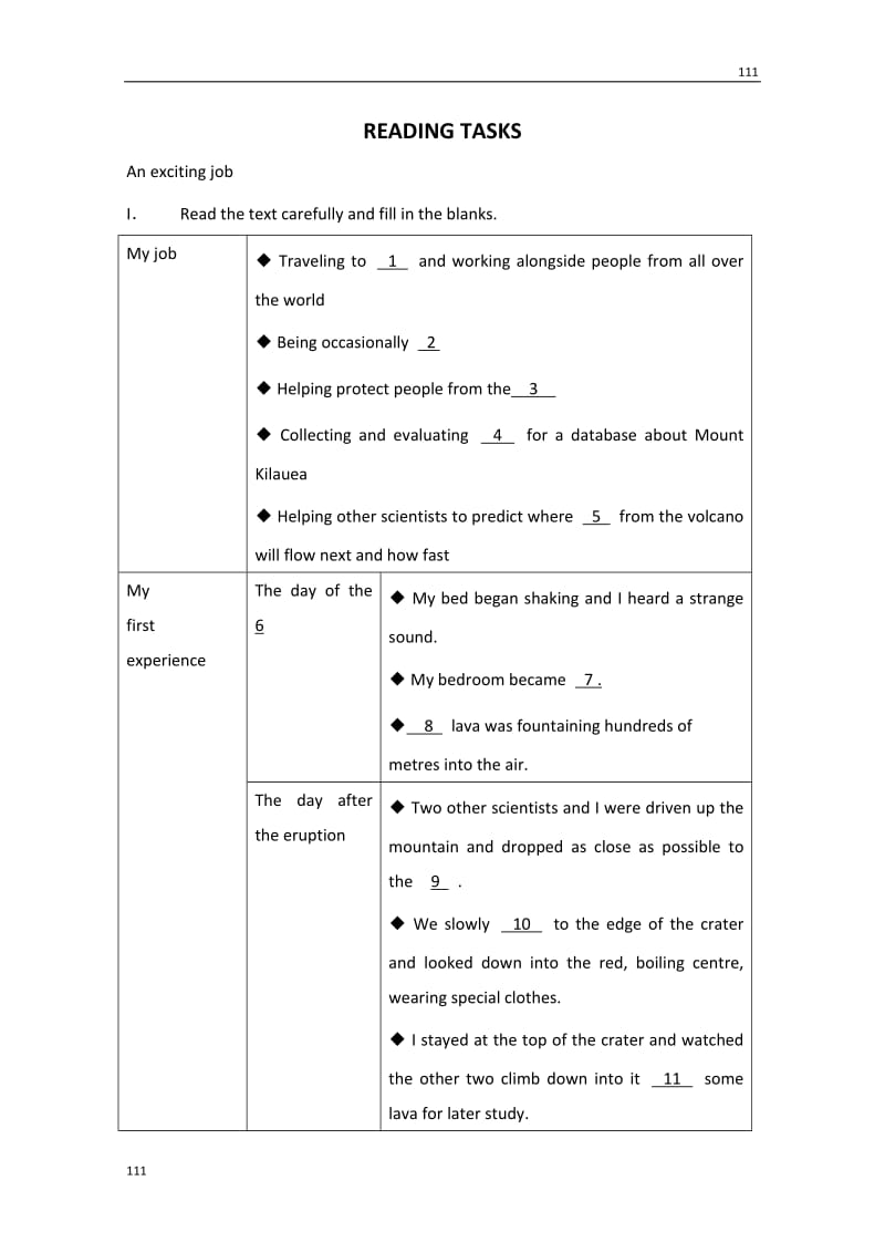 河北省邯郸四中高二英语人教版选修六《Unit 5 The power of nature》辅导 READING TASKS_第1页