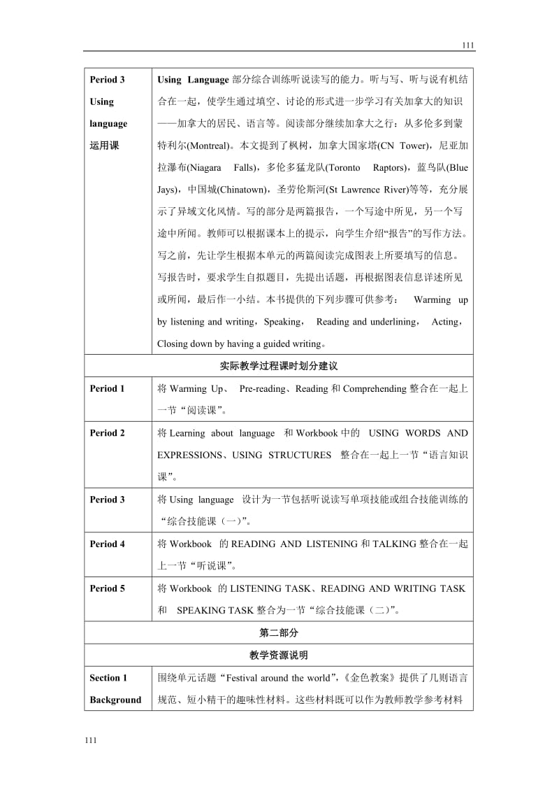 湖北省汉川市第四中学2011-2012学年高一英语人教必修3 Unit 5《Canada — “The True North”》Period 1（教案）_第3页