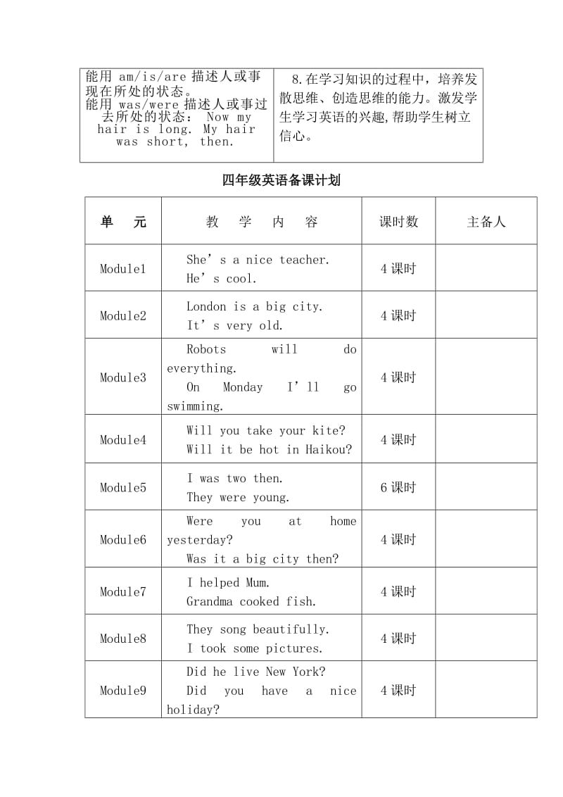 外研社版小学四年级英语下册教案下册全册_第3页