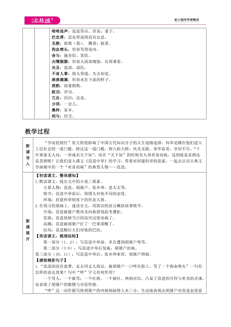 人教九上教案第六单元22 范进中举_第2页