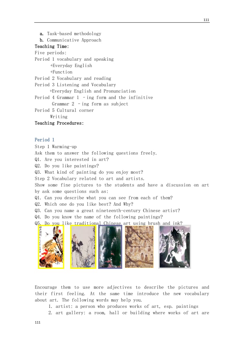 高一英语备课《Module 4 Fine Arts—Western Chinese and Pop Arts》学案（外研版必修2 ）_第2页
