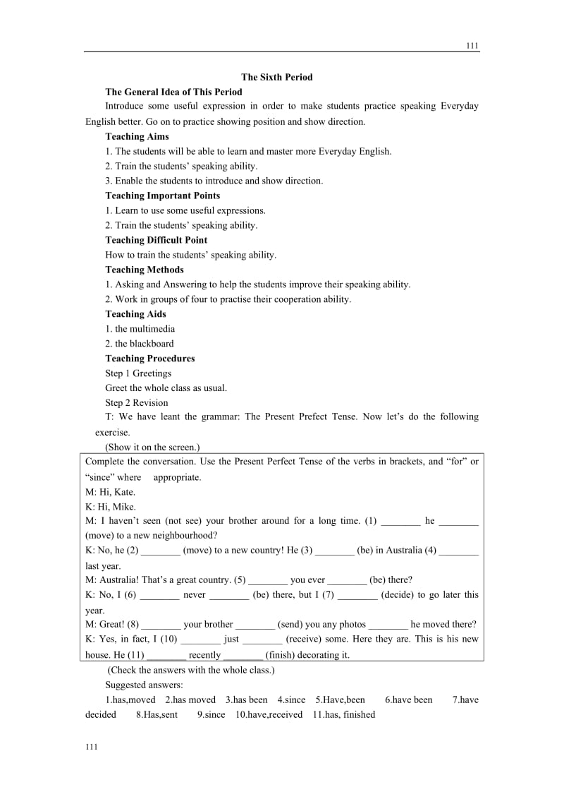 英语外研版必修1 Module 4《A Social Survey—My Neighbourhood》教案6th period_第1页