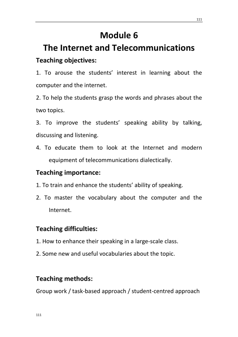 英语：Module 6 Internet and Telecommunications教学设计（外研版必修1）_第2页