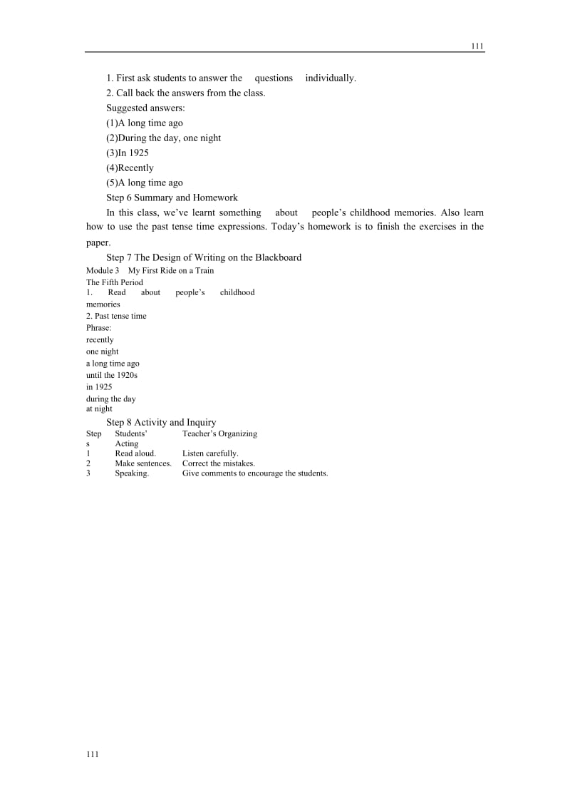 英语外研版必修1教案（Module 3 5th period）_第3页