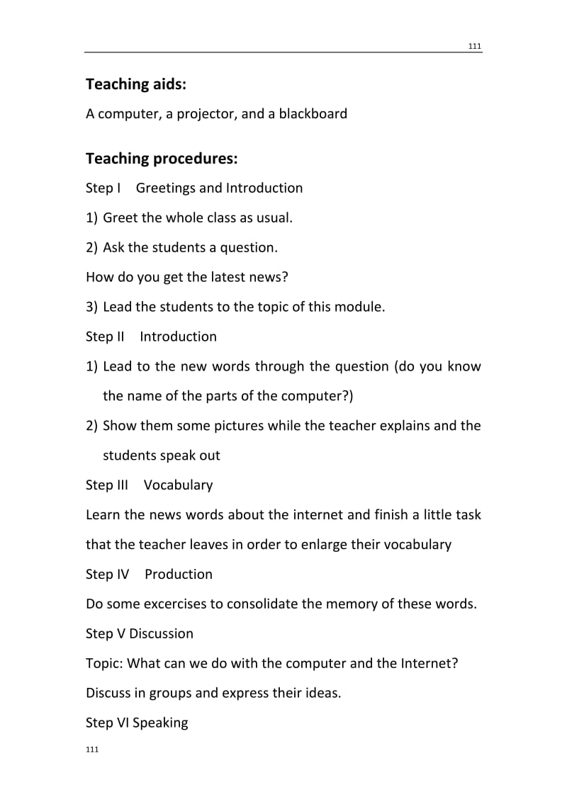 高一英语：Module 6 Internet and Telecommunications教案（外研版必修1）_第3页