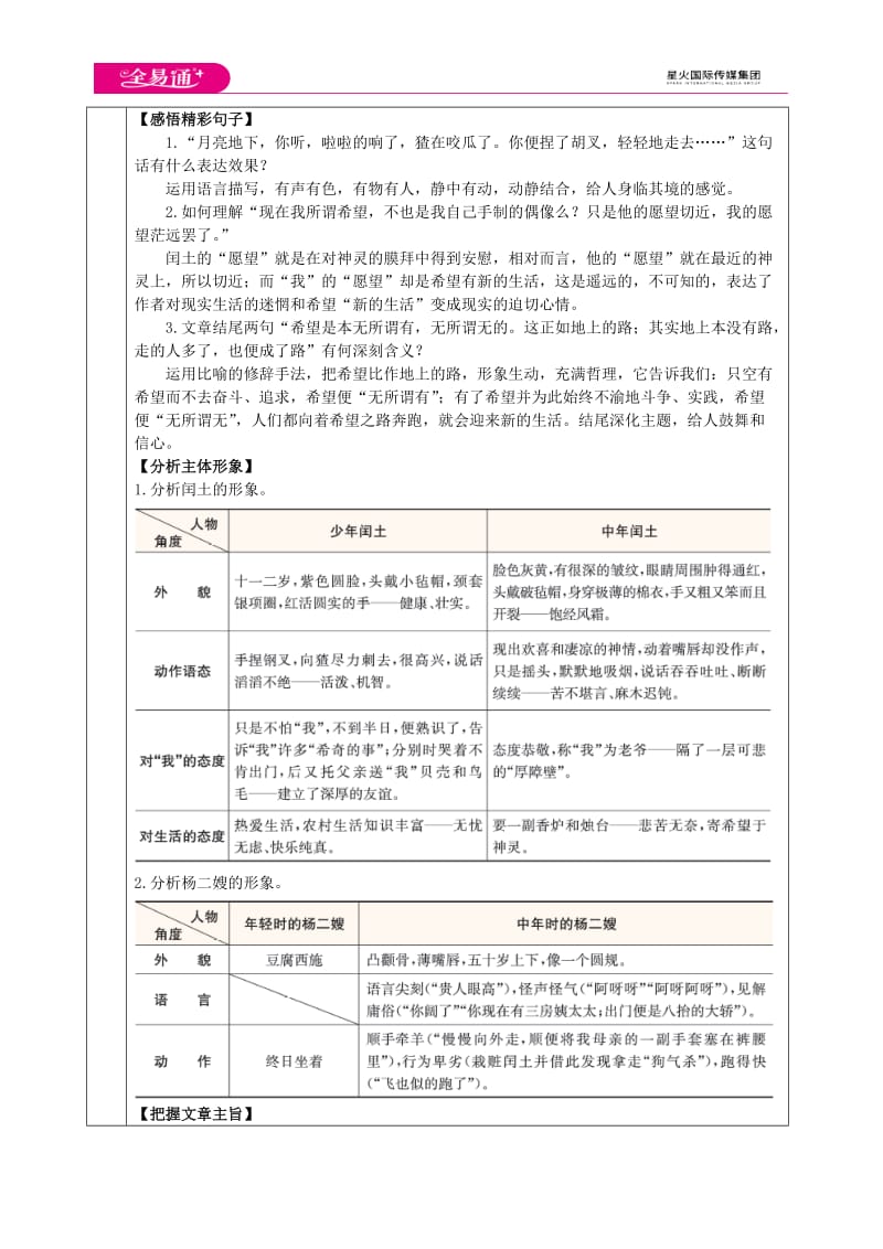 人教九上教案第四单元14 故乡_第3页