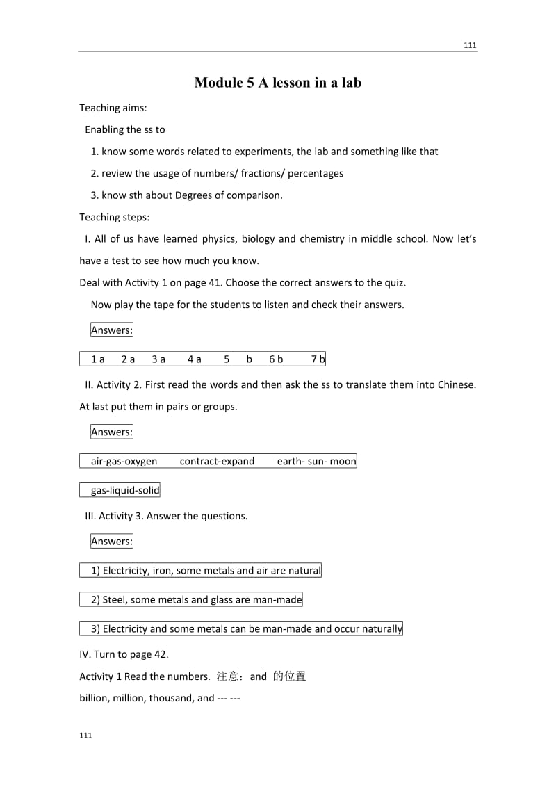 高一英语外研版必修一《Module 5 A Lesson in a Lab》教案2_第1页