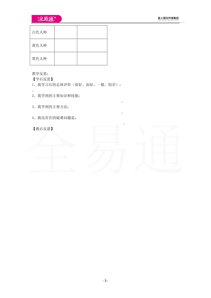 湘教版七年级上教案第三章第二节世界的人种_第3页