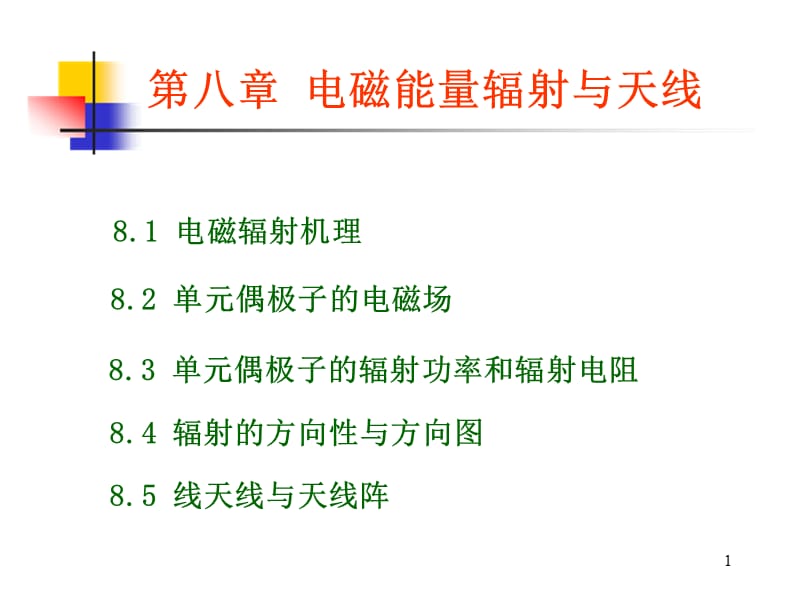 电磁辐射机理偶极子的场辐射功率及电阻ppt课件_第1页