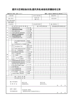 通風(fēng)與空調(diào)設(shè)備安裝（通風(fēng)系統(tǒng)）檢驗(yàn)批質(zhì)量驗(yàn)收記錄.doc