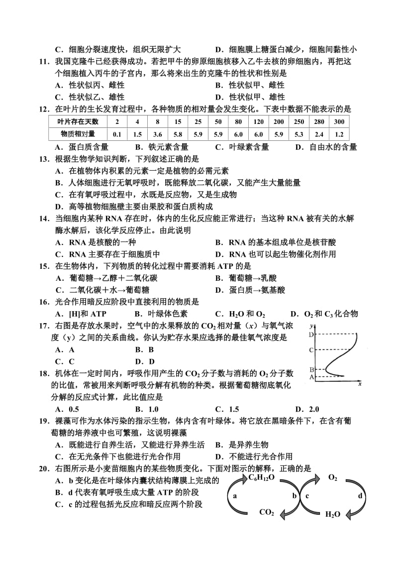 高二生物第一学期期末检测.doc_第2页