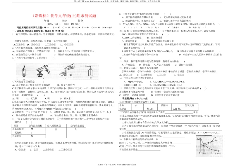 化学九年级期末测试题.doc_第1页