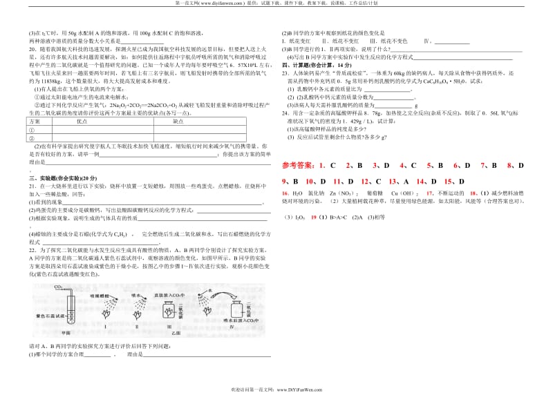 化学九年级期末测试题.doc_第2页