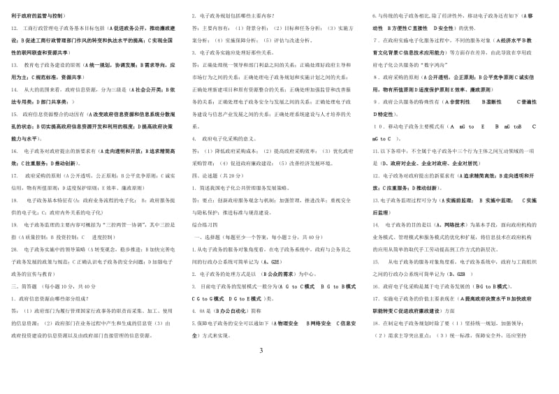 电子政务期末复习指导(电子政务排好版).doc_第3页