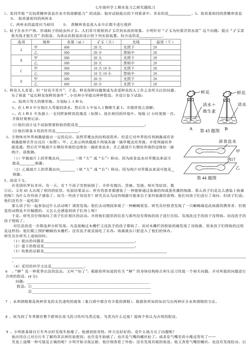 七年级科学上期末复习之探究题练习.doc_第1页